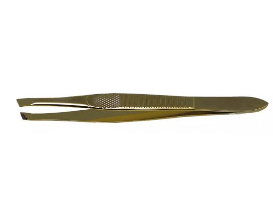 Pince à épiler dorée 9 cm